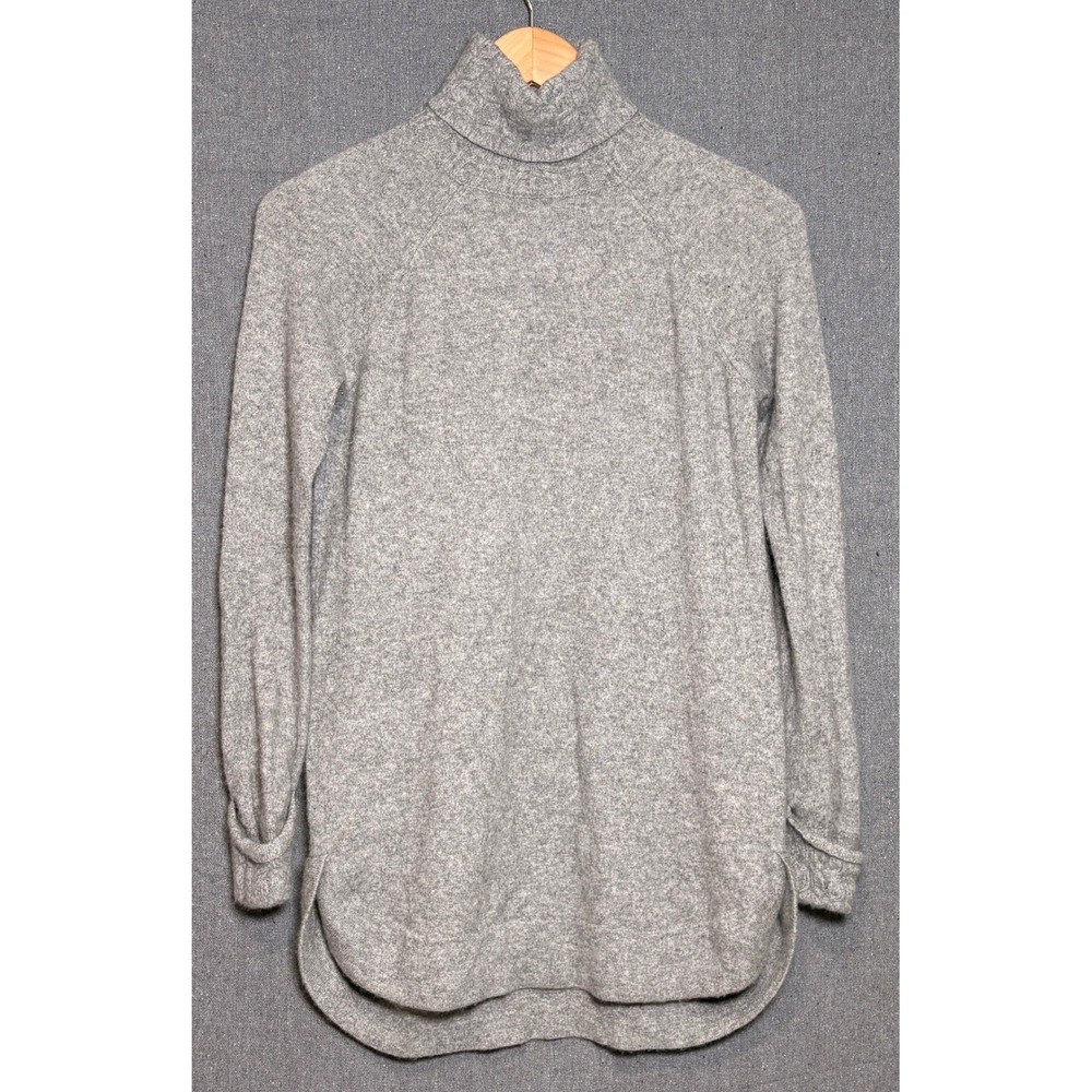 Magaschoni Gray 100% Cashmere Turtleneck Sweater Womens Medium High Low Hem